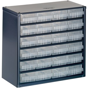 Bloc rangement avec 16 tiroirs en plastique transparent